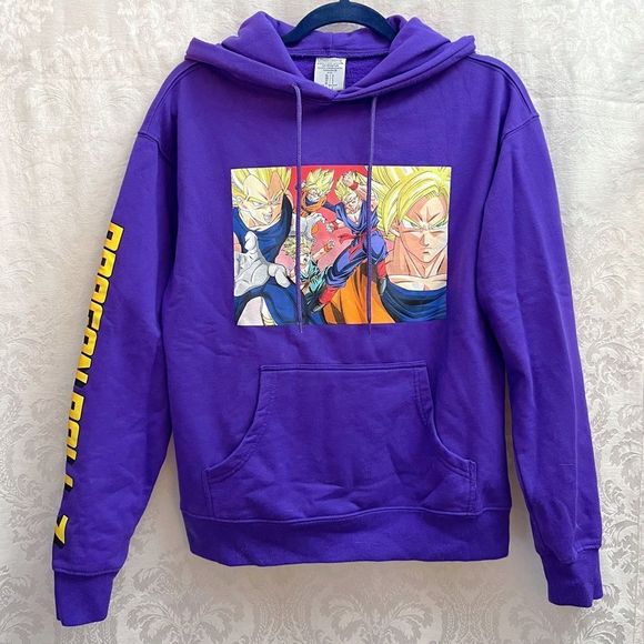 Other - Dragon Ball Z Purple Hooded Sweatshirt Size S GUC Goku Vegeta Gohan Goten Trunks